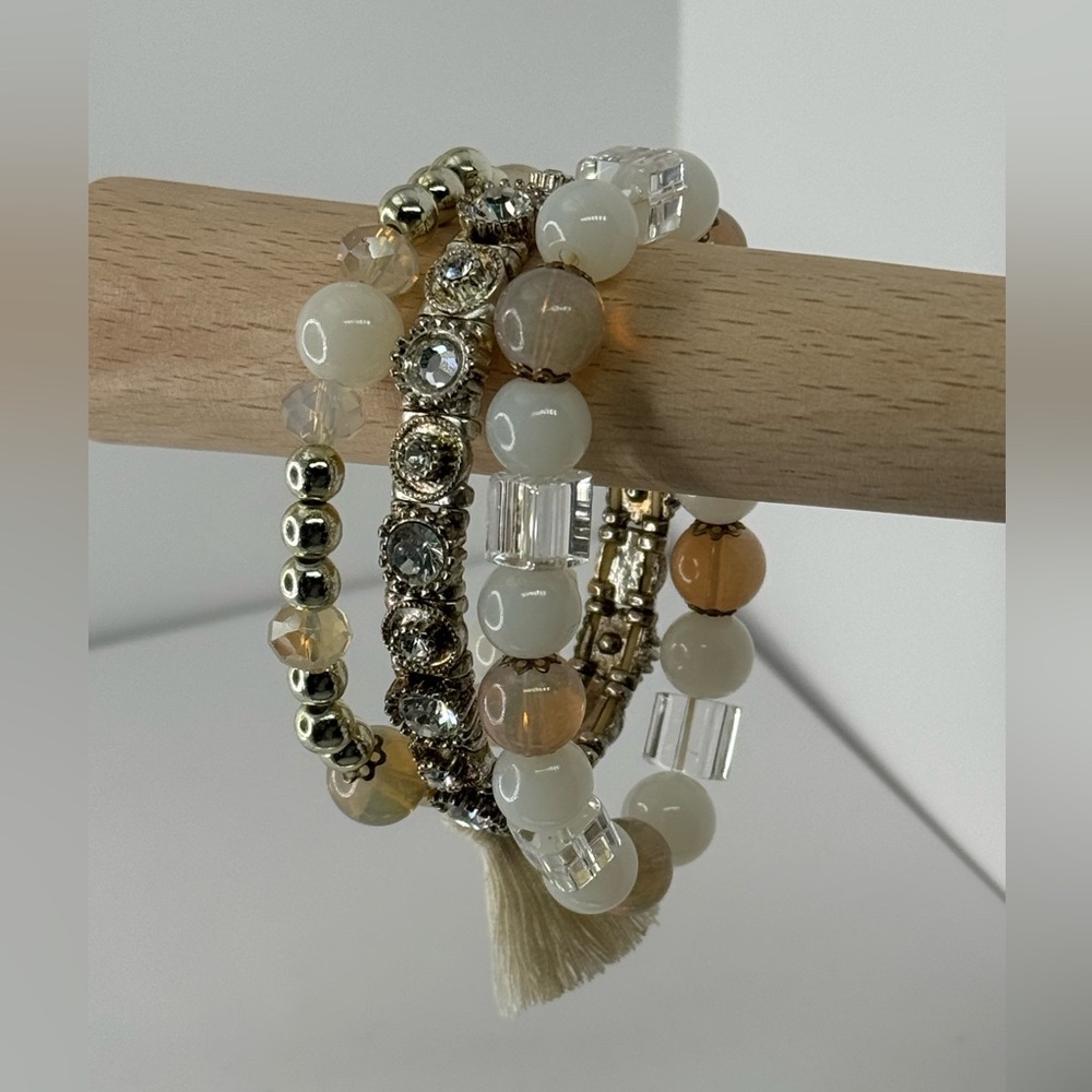 Beaded Bracelet Set in neutral tones